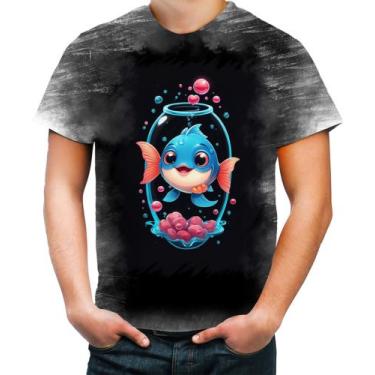 Imagem de Camiseta Desgaste Peixinho Feliz no Aquário Peixe 4 - Kasubeck Store®,