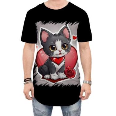 Imagem de Camiseta Longline Dia dos Namorados Gatinho 14 - Kasubeck Store®, G
