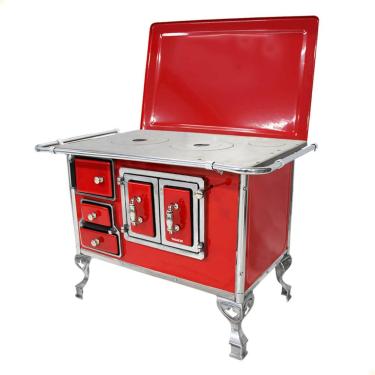 Imagem de Fogão a Lenha Tradicional Venâncio N°2 Porta Dupla Vermelho Com Tampa Direito