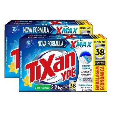 Imagem de 2 Sabão pó Ypê Pro Tixan primavera antibacterial caixa 2.2 kg