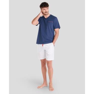 Imagem de Pijama Feminino Curto Plumeti Macio Azul Marinho Lohe, Azul marinho, G