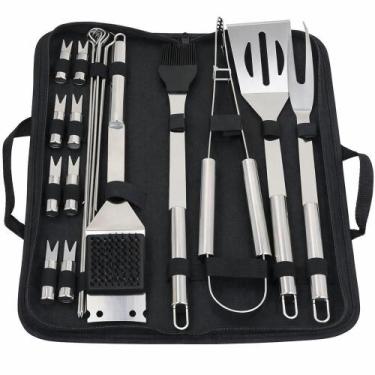 Imagem de Kit Churrasco 20 Peças Inox Com Bolsa Organizadora Portátil - OUTRAS M