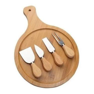 Imagem de Conjunto Para Queijo Com 4 Talheres E Tabua Em Bambu Frios Casita Cozi