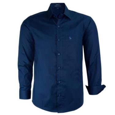 Imagem de Camisa Social Amil Masculina Manga Longa Clássica Com Bolso 100% Algod