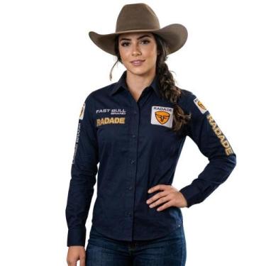 Imagem de Camisa Country Radade Bordada Feminina Brands Azul, EGG