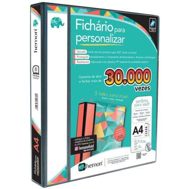 Imagem de Fichário revestido Cristal A4 preto 30mm c/ 4 argolas Chies