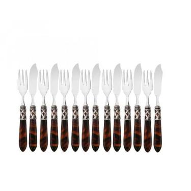 Imagem de Conjunto Garfo Faca Peixe Cozinha 14 Peças Aladdin Bugatti