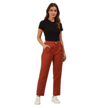 Imagem de Calça Sport Fino em Sarja Muito Mais  Cintura Alta, Terracota, 48
