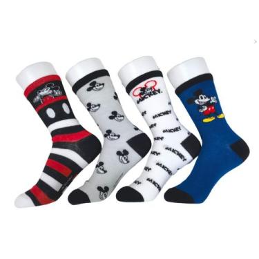 Imagem de Meia Infantil Disney Marvel Princesas Kit 4 Pares - Jolitex, Mickey, 1