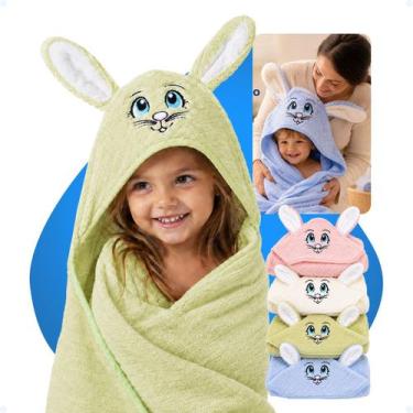 Imagem de Toalha De Banho Recém Nascido Capuz Grande Bordado Forrada - Hxt, Verd