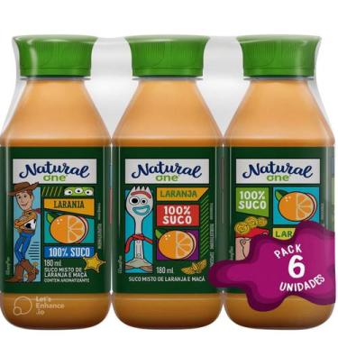 Imagem de Suco Natural One Laranja e Maçã Pack 6 Garrafas 180ml Cada - The Natur