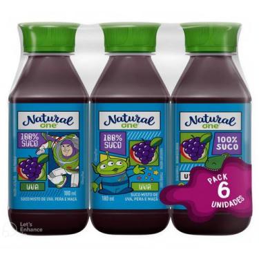 Imagem de Suco Natural One Uva e Maçã Pack 6 Garrafas 180ml Cada - The Natural O
