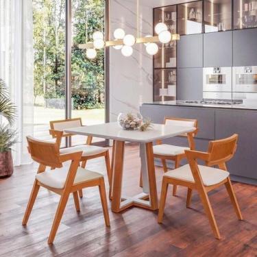 Imagem de Conjunto Mesa Viena 4 Lugares com Tampo Off White e 4 Cadeiras em Made