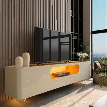 Imagem de Rack para TV até 85 Polegadas 100% MDF com LED 209,5cm Vidro Nobre Bra
