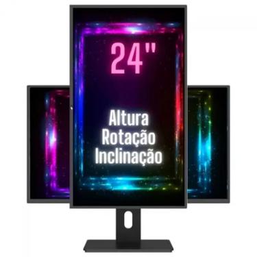 Imagem de Monitor 3green 24", FULL HD, 75Hz, 2Ms, HDMI, Led Ergonômico, Ajuste De Altura, Rotação Vertical E Horizontal, Inclinação, Widescreen