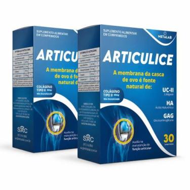Imagem de Kit 2 Articulice Metalab Colageno Tipo II Acido Hialuronico Glicosamin