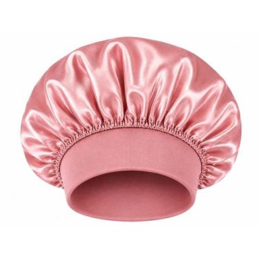 Imagem de Touca de Cetim Premium Dupla Face com Faixa em Malha - Rosé - CETM&CIA