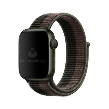 Imagem de Pulseira Silicone Nylon Loop Esportiva, compatível com Apple Watch (Marinho Cinza, 38/40/41)
