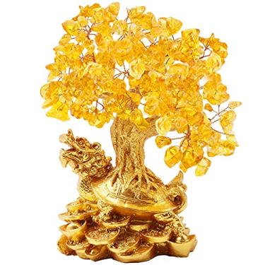 Imagem de BWINKA Tartaruga dragão Feng Shui cristal fortuna dinheiro árvore bonsai enfeite de decoração para trazer riqueza, sorte, prosperidade, sucesso, 18,5 cm