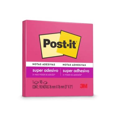 Imagem de Post-it, 3M, Bloco de Notas Super Adesivas, Pink Neon, 76mm x 76mm, 90 folhas