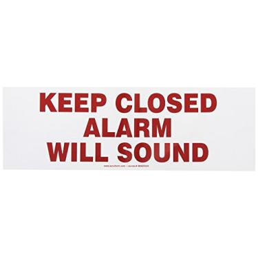 Imagem de Accuform Placa adesiva de segurança de vinil MABR504VS, legenda "KEEP CLOSED ALARM WILL SOUND", 10 cm de comprimento x 30 cm de largura x 0 cm de espessura, vermelho sobre branco