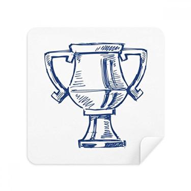 Imagem de Troféu Campeonato de Futebol Azul Pano Limpador de Tela Tecido Camurça Pacote com 2