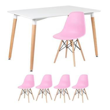 Imagem de KIT - Mesa de jantar retangular Eames 80 x 120 cm branco + 4 cadeiras Eiffel DSW