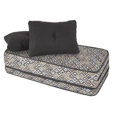 Imagem de Puff Premium 3 Em 1 Multiuso Suede De Espuma Casal Com Almofada Bf Colchões