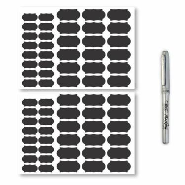 Imagem de Kit 60 Etiquetas Lousa (Etiquetas Pote + Tempero) + Caneta