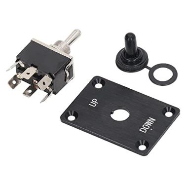 Imagem de Chave seletora de 6 pinos Chave seletora momentânea AC 20A 250V Inversão de polaridade 3 posições momentânea (ON)/Off/(ON) Chave RV com placa de montagem PARA CIMA/para baixo para controle de motor DC