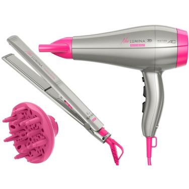 Imagem de Kit Gama Profissional New Lumina Bivolt - Secador 3D 2200W + Prancha Tourmaline Ion 220ºc