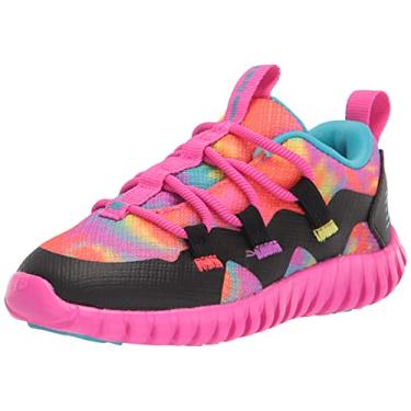 Imagem de New Balance Baby Girls Playgruv V1 Running Shoe, Pink Glo/Virtual Sky/Sulpher Yellow, 2 Wide Infant