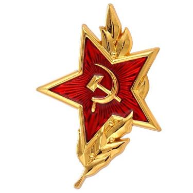Imagem de Gudeke Emblema Soviético CCCP Red Star Sickle Hammer Symbol Lapel Pin Badge, Cobre