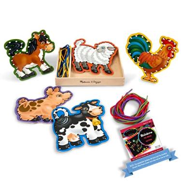 Imagem de Melissa & Doug Animais de fazenda: Conjunto de caixa de renda e tra o e 1 conjunto de minipastilhas de arte de arranh es (03781)