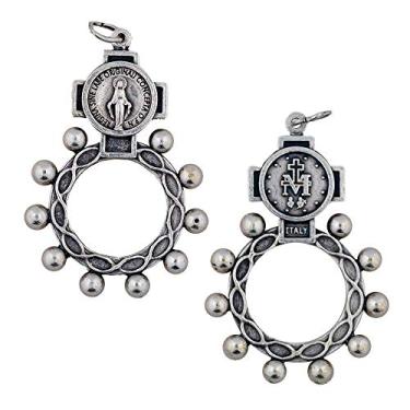Imagem de Anel de rosário de medalha milagrosa | Anel de rosário de Nossa Senhora Maria Madonna | Detalhes lindos em ambos os lados | Metal estanho durável | Joias cristãs, Metal