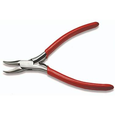 Imagem de The Beadsmith Platinum Series German Bent Chain Nose Pliers, inches (120mm) with Polished Steel Head, red PVC Comfort Grip Handle and Double-Leaf Spring, Tool for Jewelry Making