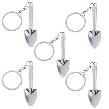 Imagem de Xiaoyztan 5 peças mini liga em forma de pá pingente ferramenta chaveiro decorativo para bolsa, carro, casa, escritório, Pá, 2.8 inches