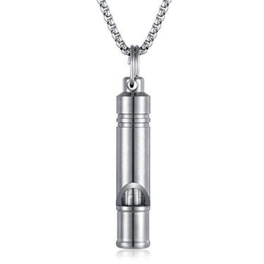 Imagem de FOSIR Colar com pingente de cilindro de apito de emergência de titânio para homens e mulheres