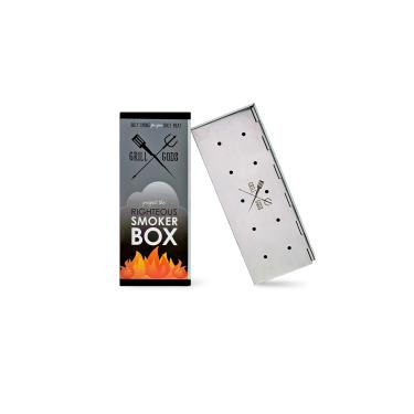 Imagem de Grill Gods Smoker Box para churrasqueira de madeira – 30% mais orifícios para melhor sabor – Fumador de aço inoxidável – Melhor churrasqueira a gás e defumador de churrasco a carvão com tampa articulada reforçada – Acessório para grelha