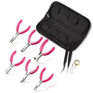 Imagem de LEONTOOL Conjunto de mini alicates de joias, conjunto de alicates de 3 polegadas com alicate de nariz longo alicate de bico dobrado cortadores de fio alicate de corte final alicate de ponta de ponta plana corrente de contas pinças eletrônicas abridor de anel de salto