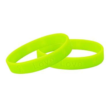 Imagem de Pulseiras de conscientização de linfoma verde limão não Hodgkins – Pulseiras de silicone para adultos com conscientização do câncer de fita verde limão