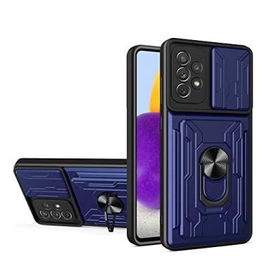 Imagem de Capa de armadura de luxo para Samsung A51 A71 A12 A52 A72 A22 A32 A13 A53 para Samsung Galaxy S20 FE S21 Plus S22 Capa de suporte de cartão, azul marinho, para A51 4G