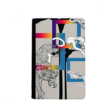 Imagem de Animal Leopardo Lagarto Cobra Padrão Porta Passaporte Notecase Burse Carteira Capa Cartão Bolsa, Multicolor