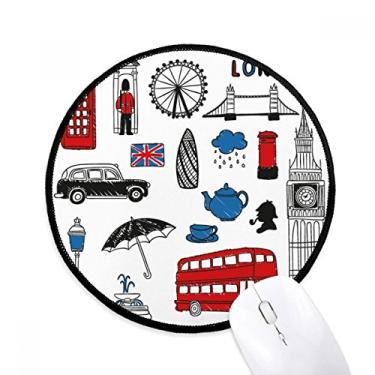 Imagem de DIYthinker London Big Ben Booth Rain Mailbox Mouse Pad Desktop Office Tapete redondo para computador