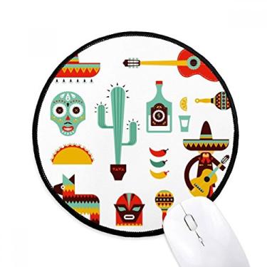 Imagem de DIYthinker Sombrero Tequila Guitarra Chili México Elment Mouse Pad Desktop Escritório Tapete Redondo para Computador