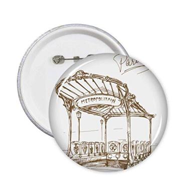 Imagem de Metropolitain Station França Paris Ponto de Referência Broche Emblema Botão Decoração 5 peças