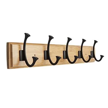 Imagem de KIZQYN Ganchos de casaco cabide de parede, gancho de madeira, gancho de casaco, prateleira simples para entrada, sala de estar, quarto, guarda-roupa, varanda, cozinha cabide de parede (cor: natural)