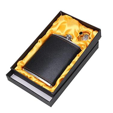 Imagem de Conjunto de presente de garrafa de vinho Whiskey, garrafa para bebida, garrafa de 236 ml, aço inoxidável com 1 funil