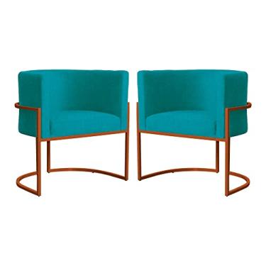 Imagem de Kit 02 Poltronas Decorativa Luana Base Bronze Suede Cores - DS Estofados