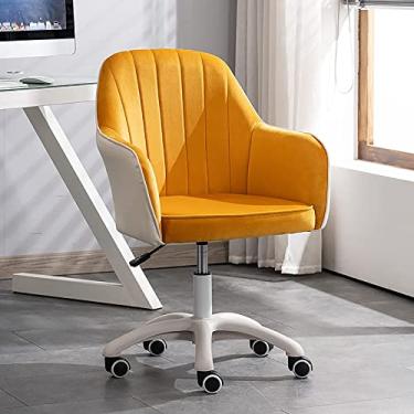 Imagem de Cadeira de escritório em casa moderna, cadeira de escrivaninha de veludo, cadeira ergonômica para computador de tarefas com base em nylon, poltrona giratória confortável ajustável em altura para
